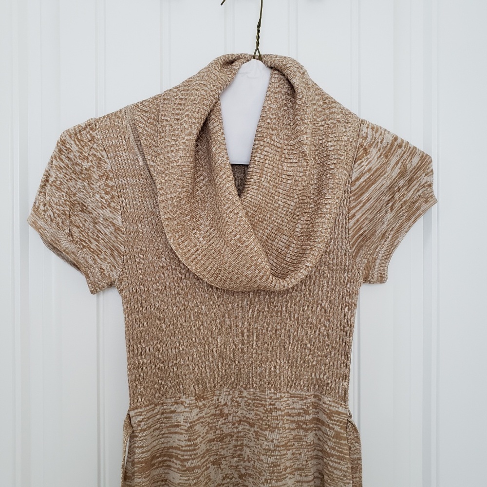 Tan Marble Cowl Neck Sweater Dress, Size S